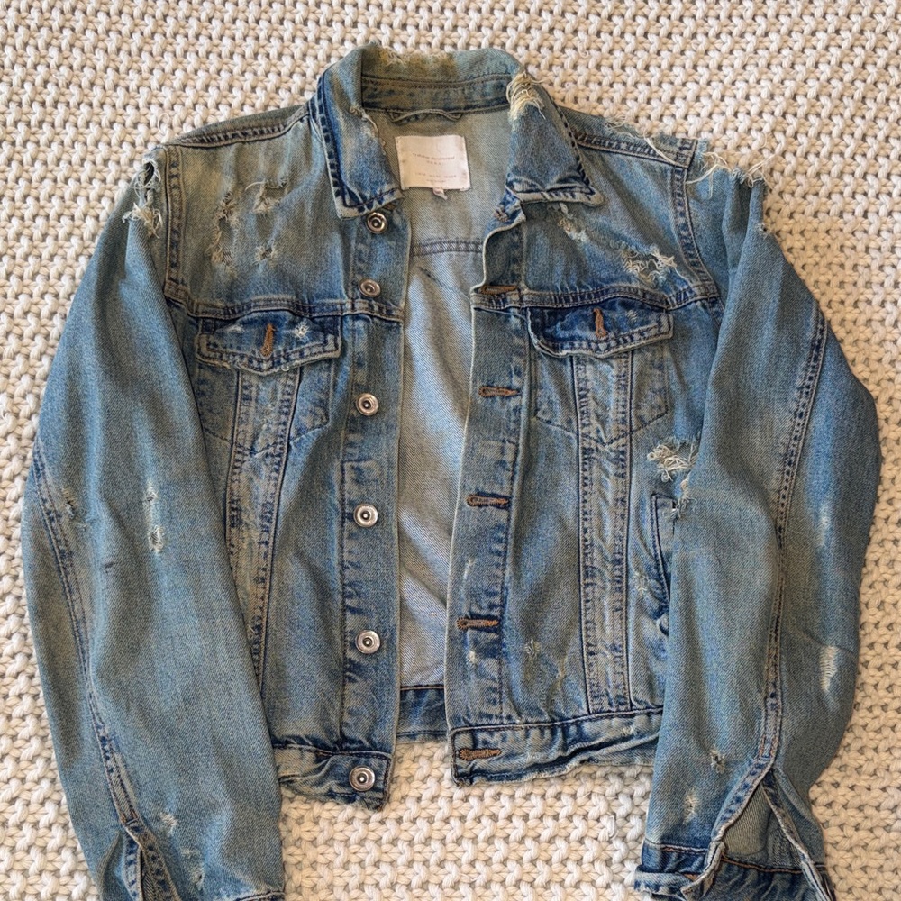 Zara Distressed Blue Jean Jacket